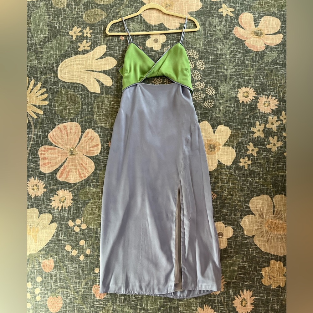 Lulu's Green and Gray Midi Dress